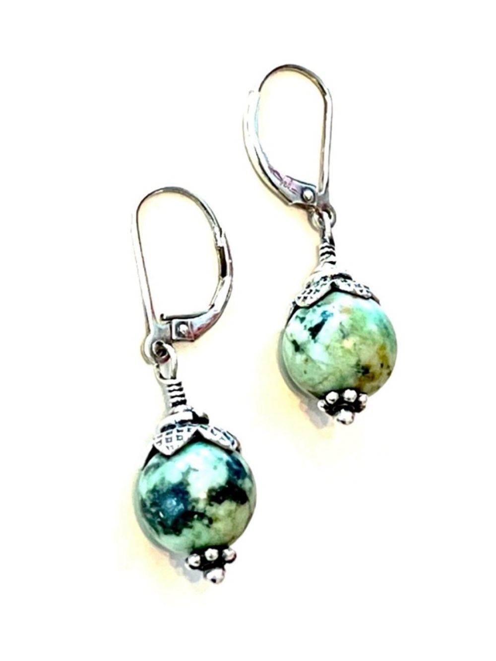 African Turquoise 925 Drop Earrings